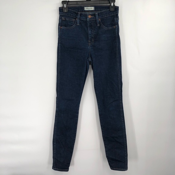 MADEWELL 10" High-Rise Skinny Jeans Lucille Wash Dark Wash Stretch Denim 25 - Picture 2 of 9